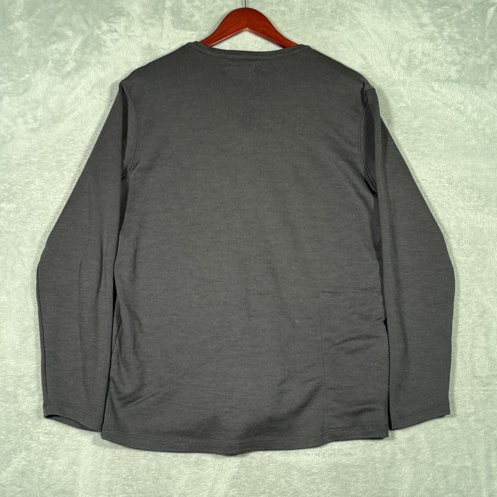 Taylor Stitch Shirt Mens 40 Medium Gray Long Sleeve Merino Wool Henley Made USA - Picture 8 of 9